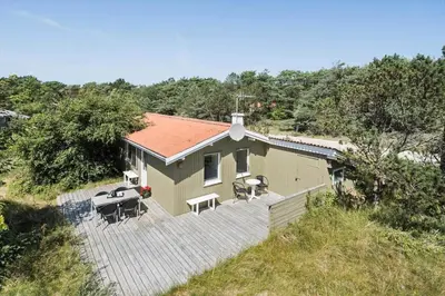 an aerial view of a house with a table and chairs at 168-Thisted-Sandtornvej-8 in Thisted