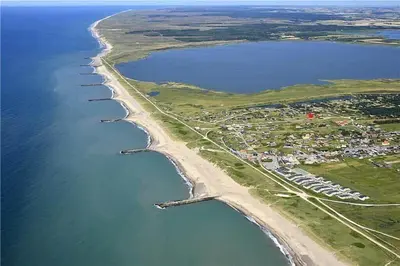 an aerial view of an island in the water at 525-Vestervig-Spovevej-5 in Vestervig