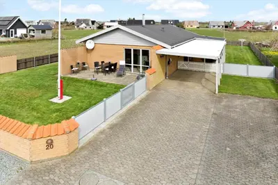 an aerial view of a house with a patio at 264-Vestervig-Krik-Strandvej-20 in Vestervig