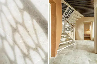 a staircase in a house with shadows on the wall at 302-Snedsted-Klitfogedvej-7 in Snedsted