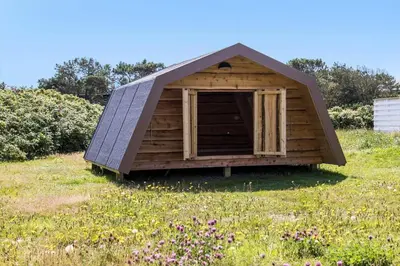 a shed with a pitched roof in a field at 394-Vestervig-Magevej-43 in Vestervig