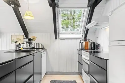 a kitchen with stainless steel appliances and a window at 621-Thisted-Molgaardsvej-21 in Thisted
