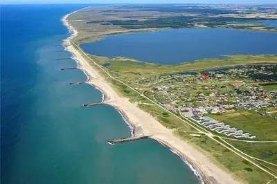 an aerial view of a beach and the water at 211-Vestervig-Rylevej-1 in Vestervig