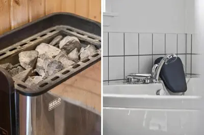 a kitchen with a sink and a pile of rocks at 718-Thisted-Orredvej-36 in Thisted