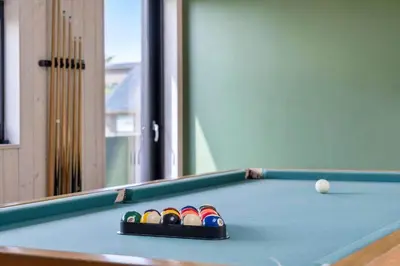 a pool table with balls on top of it at 786-Thisted-Flyndervej-6 in Thisted