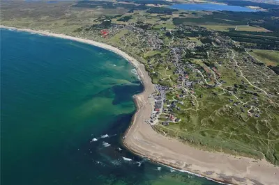 an aerial view of a beach and the ocean at 958-Thisted-Kobbelsti-22 in Torsted