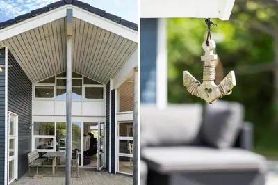 a view of a porch with a chandelier on a house at 950-Thisted-Mombak-1 in Torsted