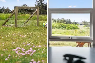 a window view of a field with a soccer goal at 663-Thisted-Nordsovej-166 in Thisted