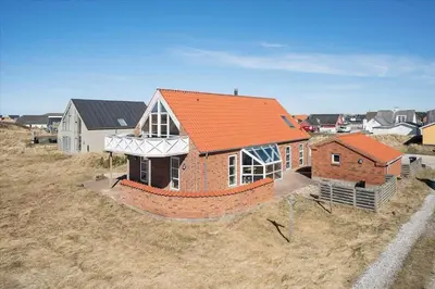 an overhead view of a house with an orange roof at 116-Thisted-Jorgen-Hedes-Vej-16 in Thisted