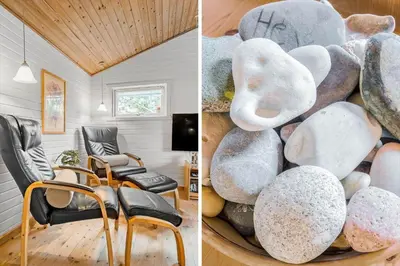 a room with a large pile of rocks at 851-Thisted-Blabaervej-1 in Thisted