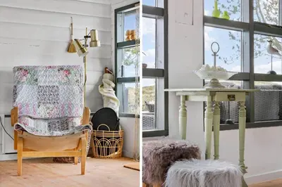 a living room with a chair and a table at 1307-Bedsted-Thy-Nordre-Redningsvej-4 in Bedsted Thy