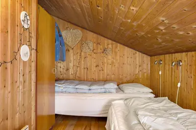 a bedroom with two beds in a wooden room at 862-Thisted-Nordsovej-162 in Thisted