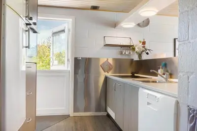 a kitchen with a sink and a window at 586-Thisted-Havbovej-30 in Thisted