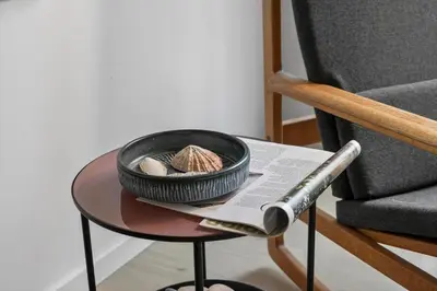 a bowl on a table next to a chair at 904-Thisted-P-Bolesens-Vej-15 in Torsted