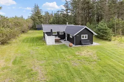 a black cabin in the middle of a yard at 1308-Thisted-Tunvej-12 in Thisted