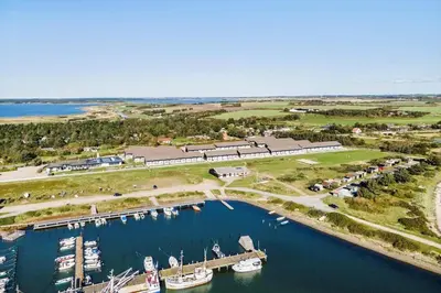 an aerial view of a marina with boats in the water at 266-Vestervig-Havnevej-1-lejl-19 in Vestervig