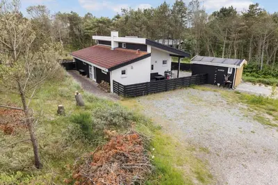 an aerial view of a house in the woods at 458-Thisted-Sandtornvej-18 in Thisted