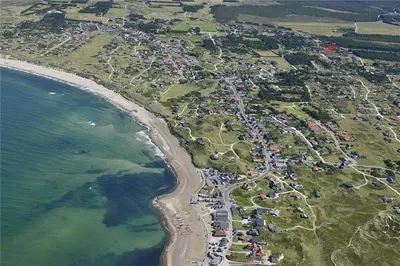 an aerial view of a beach and the ocean at 927-Thisted-Spanggardsvej-77 in Torsted