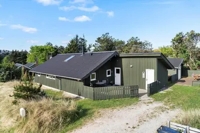 a green house with a black roof at 646-Thisted-Bredkaervej-43 in Thisted