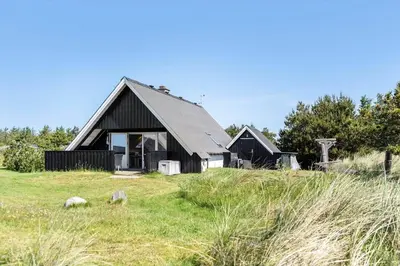 a black house on a hill with grass at 580-Thisted-Gaeslingevej-5 in Thisted