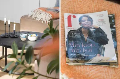 a magazine next to a table with candles and a table with a table at 109-Thisted-Lyngbakken-9 in Thisted