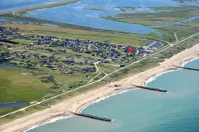 an aerial view of a beach next to the water at 194-Vestervig-Vesterhavsvej-7-C in Vestervig