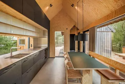 a kitchen with a green counter top in a house at 1061-Thisted-Spanggardsvej-85-B in Torsted