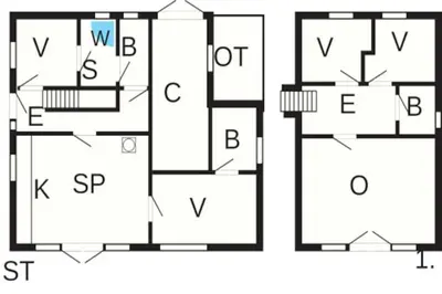 a schematic diagram of a house at 8 person holiday home in Thyholm-By Traum in Thyholm