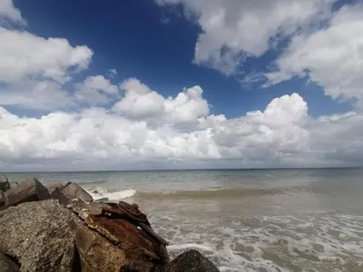 a view of the ocean with rocks in the water at 8 person holiday home in Fjerritslev-By Traum in Fjerritslev