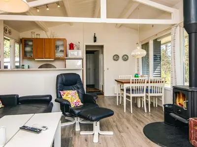 a living room with a couch and a stove at 5 person holiday home in Højslev-By Traum in Højslev