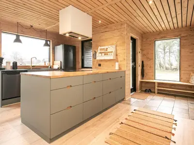 a kitchen with a counter top in a room at 10 person holiday home in Vinderup-By Traum in Vinderup