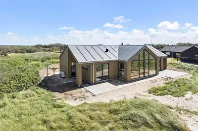 an overhead view of a small house in a field at LK1240-Lokken-Rosavej-13 in Løkken