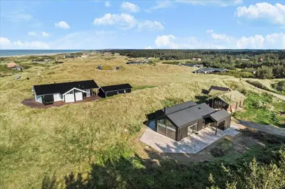 an overhead view of a house on a field at LK1824-Lokken-Marthasvej-16 in Løkken