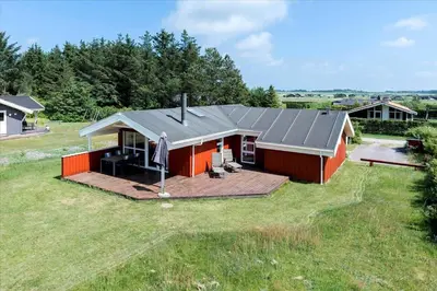 an overhead view of a small house on a field at LK504-Lokken-Kristavej-23 in Løkken