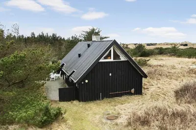 a small black house in the middle of a field at BL1469-Pandrup-Grinden-6 in Pandrup