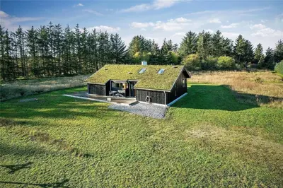 an overhead view of a house with a grass roof at BL1611-Saltum-Trehoje-3 in Saltum