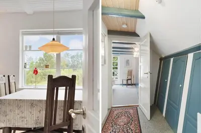 a dining room with a table and a window at BL367-Pandrup-Rodhus-Kirkevej-5 in Pandrup