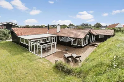 an overhead view of a house with a deck at BL1375-Blokhus-Klitvejen-15 in Blokhus