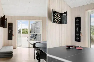 two pictures of a room with a clock on the wall at BL1481-Saltum-Kommenvej-1 in Saltum