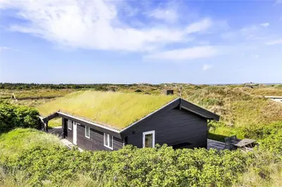 a black house with a grass covered roof at BL745-Saltum-Karen-Mariesvej-70 in Saltum