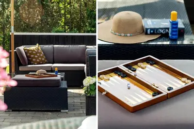 two pictures of a table with a hat and a table with a pool table at BL1336-Blokhus-Berberisvej-18 in Blokhus