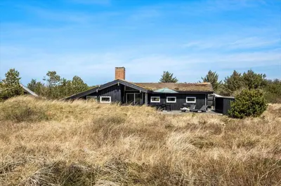 a black house on a hill in a field at BL112-Saltum-Kvansletten-20 in Saltum