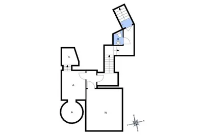 a black and white floor plan of a house at BL1540-Blokhus-Jens-Baerentsvej-14 in Blokhus