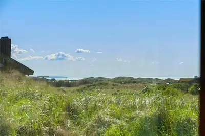 a field of grass with the ocean in the background at BL188-Saltum-Kordalssletten-3 in Saltum