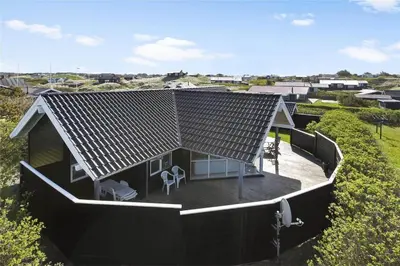 an overhead view of a house with a roof at BL637-Blokhus-Klitvejen-35 in Blokhus