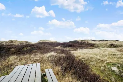 a wooden bench sitting on top of a field at BL738-Saltum-Graabakken-53 in Saltum