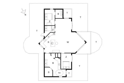 a house with a viewfloor plan at BL861-Blokhus-Pirupshvarrevej-49 in Blokhus