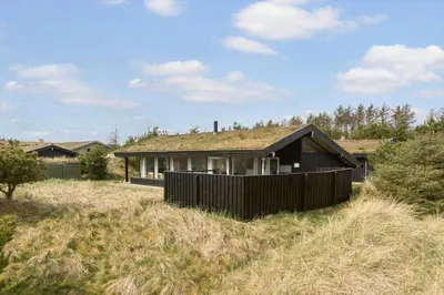 a house with a grass roof on top of a field at BL1696-Saltum-Kordalslien-9 in Saltum