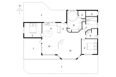a floor plan of a house at BL236-Blokhus-Pirupshvarrevej-27 in Blokhus
