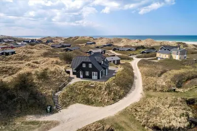 an aerial view of a house on the beach at BL854-Saltum-Porsevej-6-A in Saltum